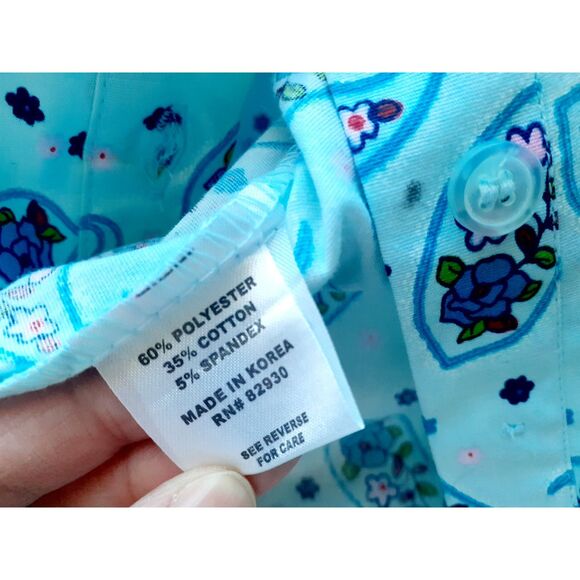 SOHO Jeans Womens Sky Blue Swirly Paisley Button-Up Shirt Jr. Sz Large NWT - Picture 13 of 16